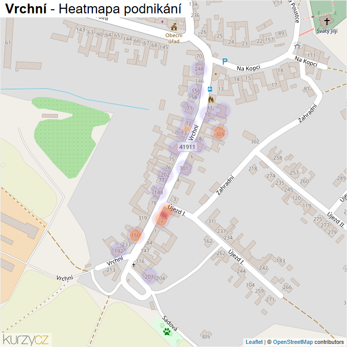 Mapa Vrchní - Firmy v ulici.