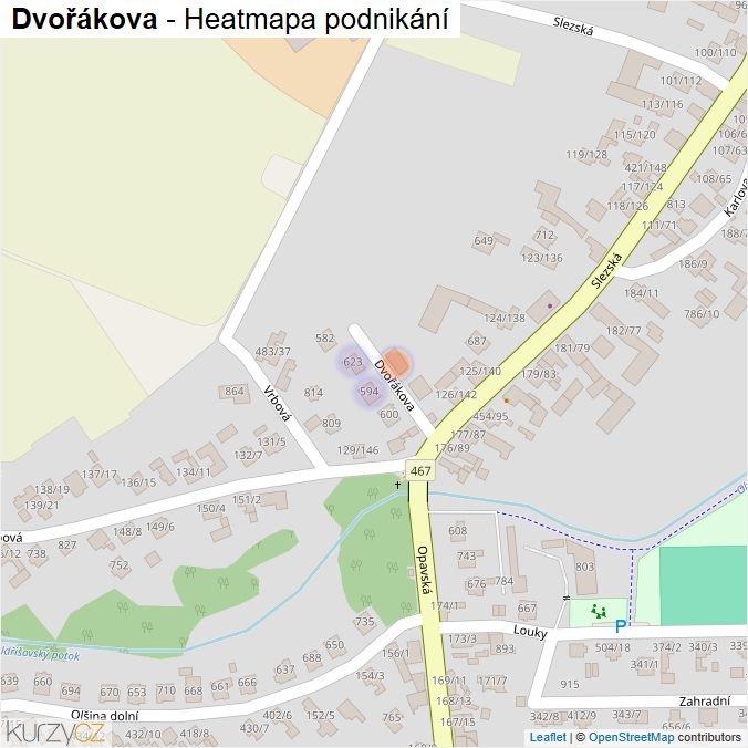 Mapa Dvořákova - Firmy v ulici.