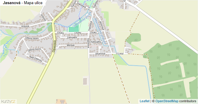 Jasanová - mapa ulice