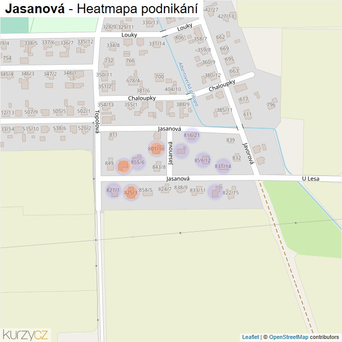 Mapa Jasanová - Firmy v ulici.