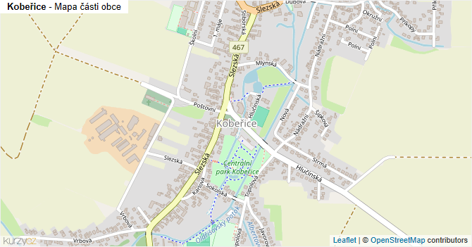 Kobeřice - mapa části obce