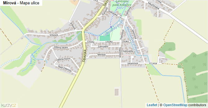 Mírová - mapa ulice