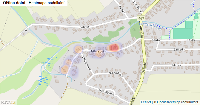 Olšina dolní - mapa podnikání