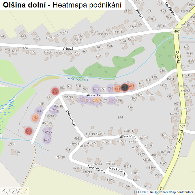 Mapa Olšina dolní - Firmy v ulici.