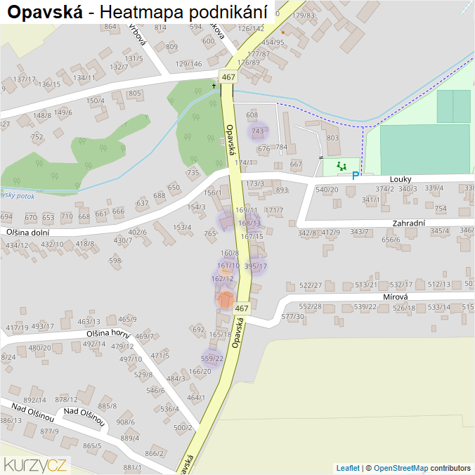 Mapa Opavská - Firmy v ulici.