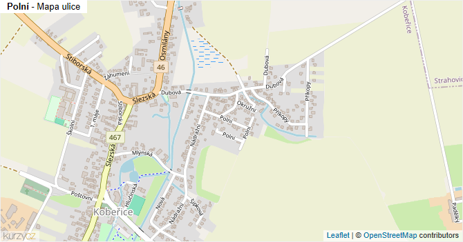 Polní - mapa ulice
