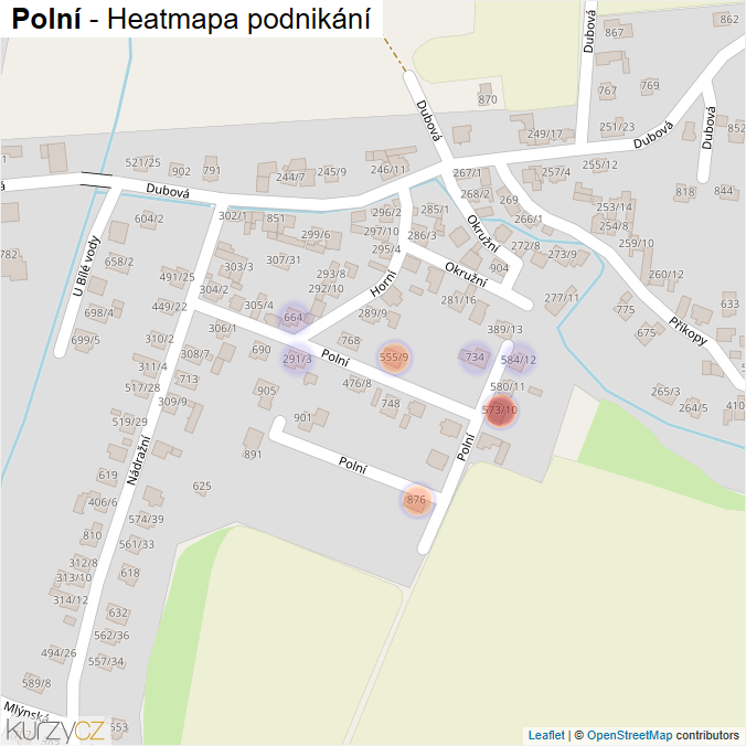 Mapa Polní - Firmy v ulici.