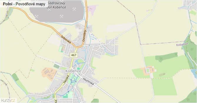 Polní - záplavové mapy stoleté vody