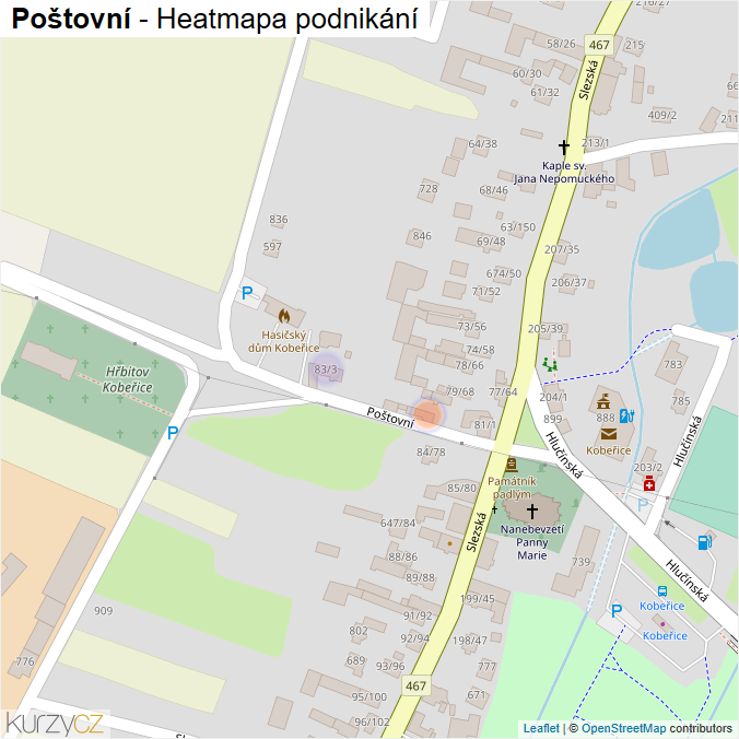Mapa Poštovní - Firmy v ulici.