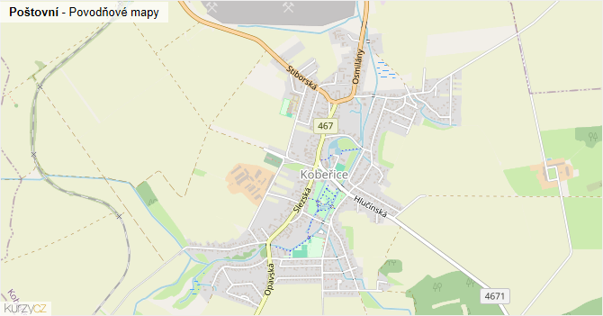 Poštovní - záplavové mapy stoleté vody