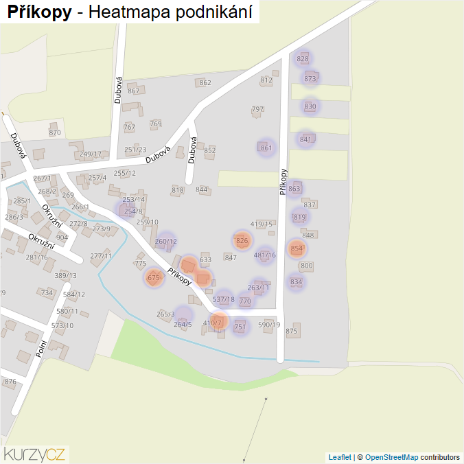 Mapa Příkopy - Firmy v ulici.