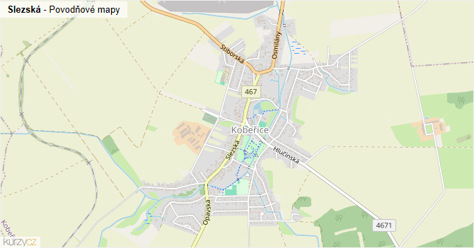Slezská - záplavové mapy stoleté vody