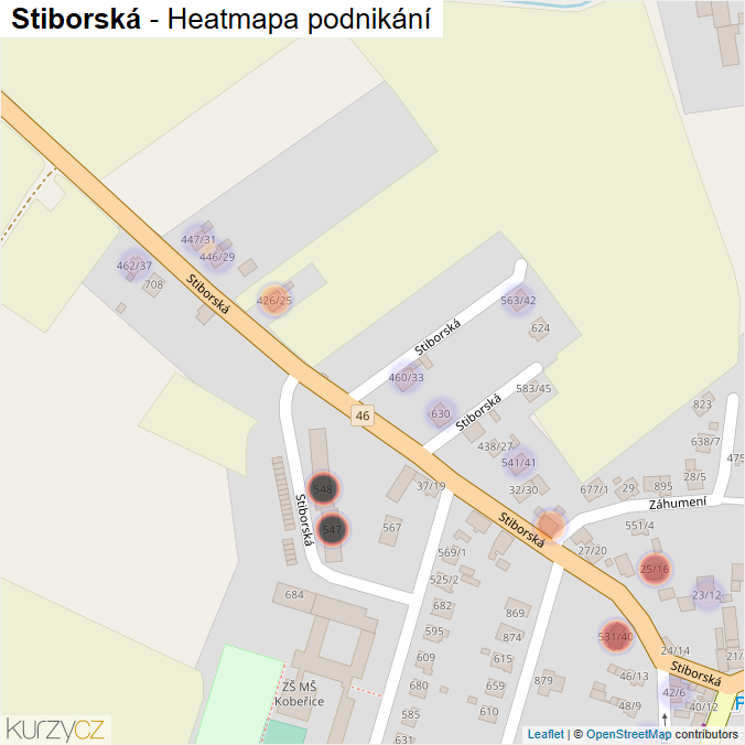 Mapa Stiborská - Firmy v ulici.