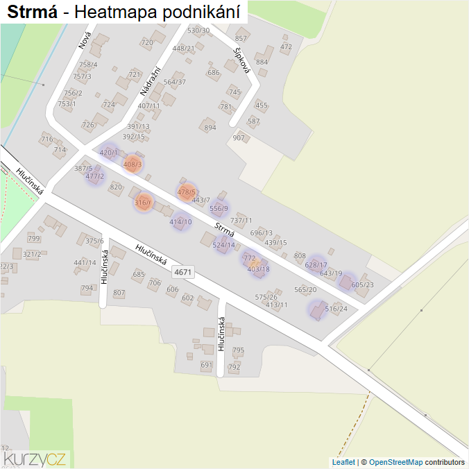Mapa Strmá - Firmy v ulici.