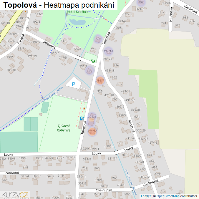 Mapa Topolová - Firmy v ulici.