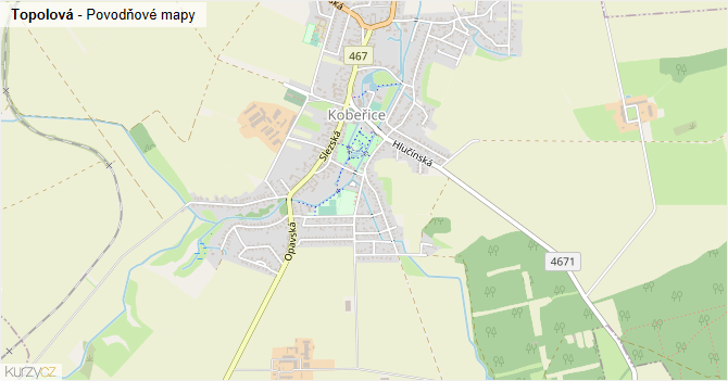 Topolová - záplavové mapy stoleté vody