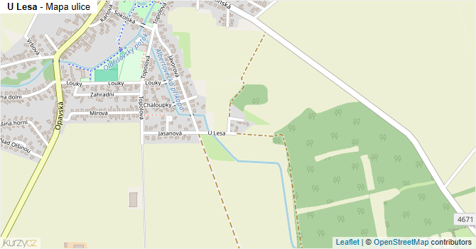 U Lesa - mapa ulice