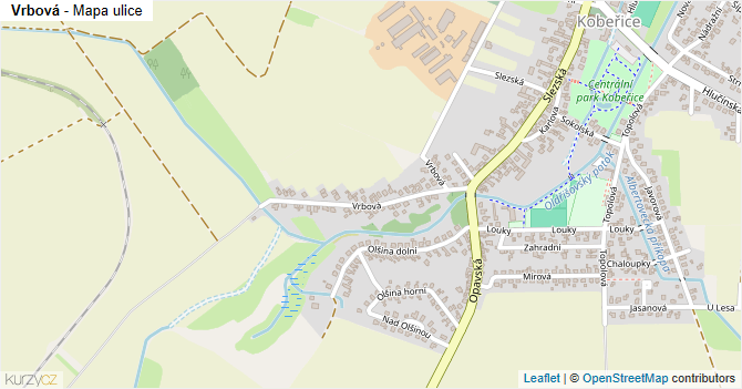 Vrbová - mapa ulice