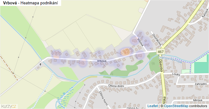 Vrbová - mapa podnikání