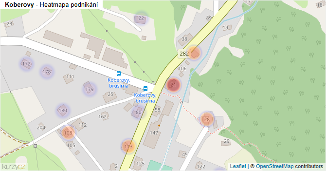Koberovy - mapa podnikání