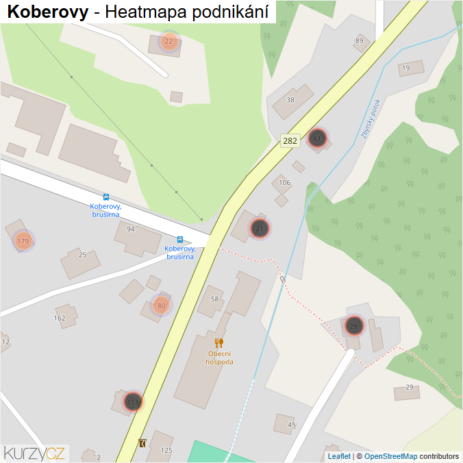 Mapa Koberovy - Firmy v obci.