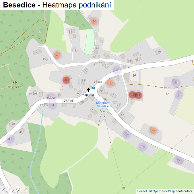 Mapa Besedice - Firmy v části obce.
