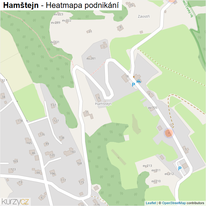 Mapa Hamštejn - Firmy v části obce.