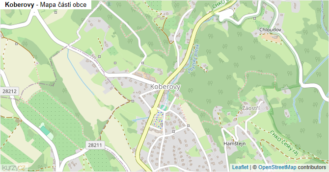 Koberovy - mapa části obce