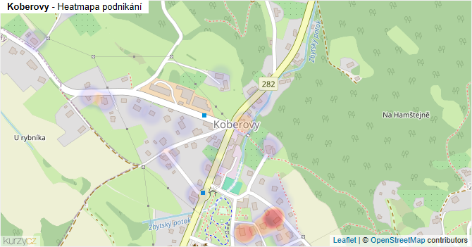 Koberovy - mapa podnikání
