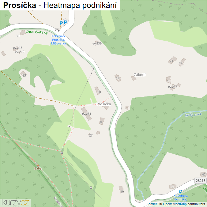 Mapa Prosíčka - Firmy v části obce.