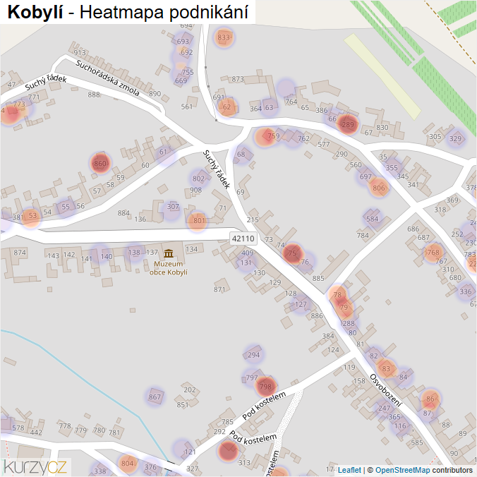 Mapa Kobylí - Firmy v části obce.
