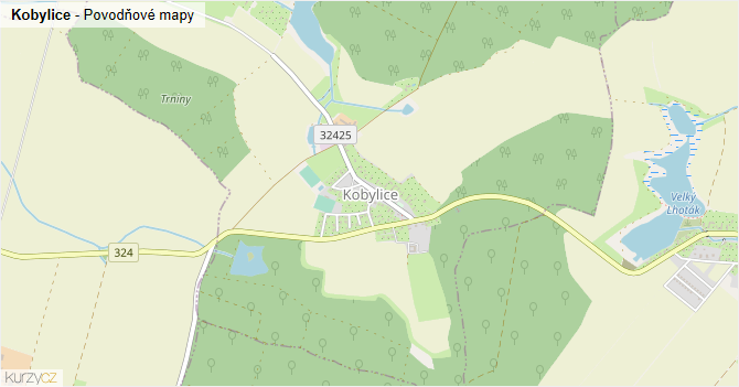 Kobylice - záplavové mapy stoleté vody