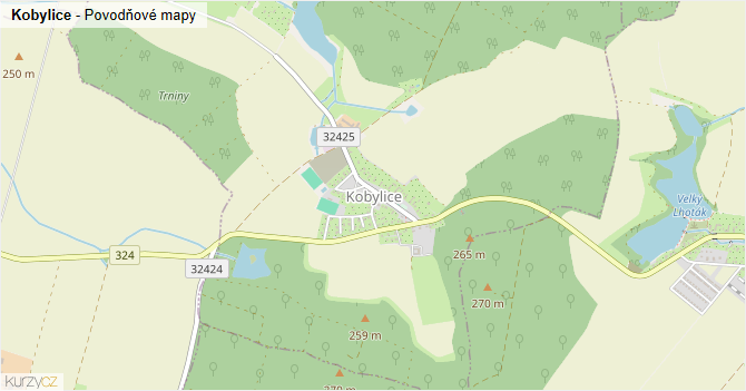Kobylice - záplavové mapy stoleté vody