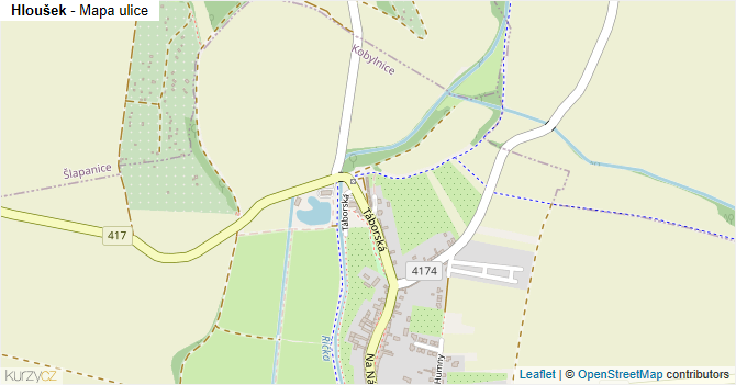 Hloušek - mapa ulice