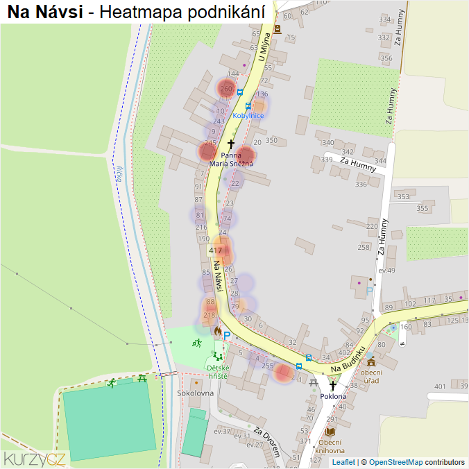 Mapa Na Návsi - Firmy v ulici.