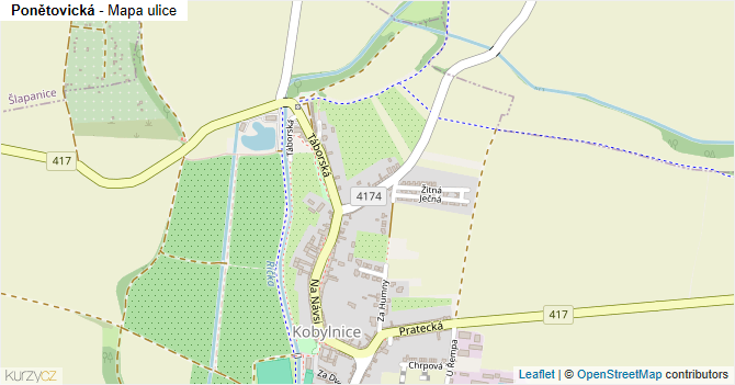 Ponětovická - mapa ulice