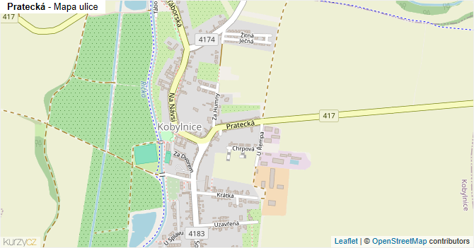 Pratecká - mapa ulice