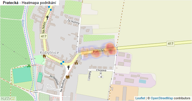 Pratecká - mapa podnikání
