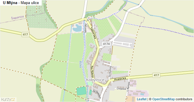 U Mlýna - mapa ulice