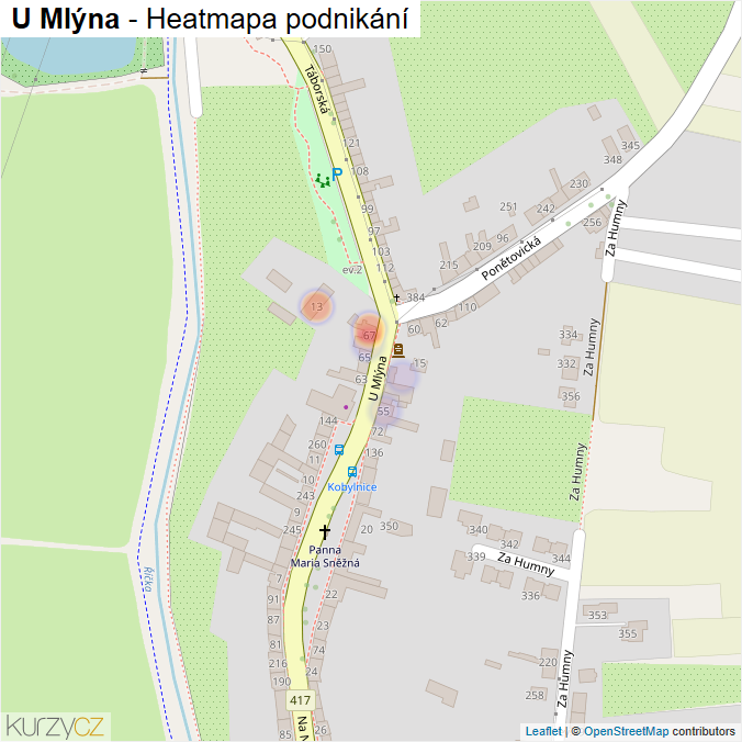Mapa U Mlýna - Firmy v ulici.