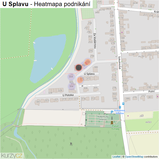 Mapa U Splavu - Firmy v ulici.