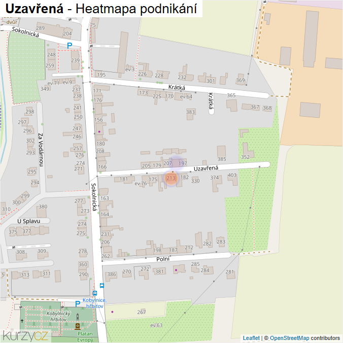 Mapa Uzavřená - Firmy v ulici.