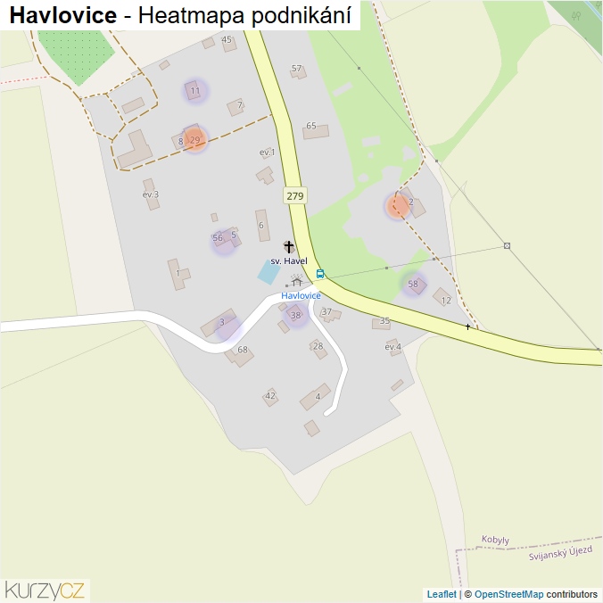 Mapa Havlovice - Firmy v části obce.