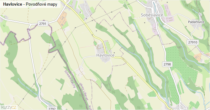 Havlovice - záplavové mapy stoleté vody
