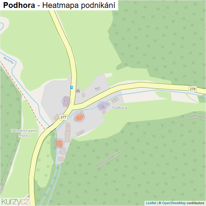 Mapa Podhora - Firmy v části obce.