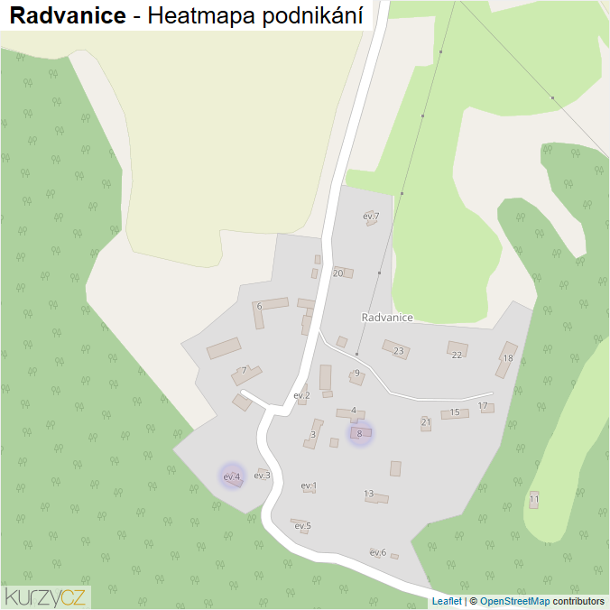 Mapa Radvanice - Firmy v části obce.