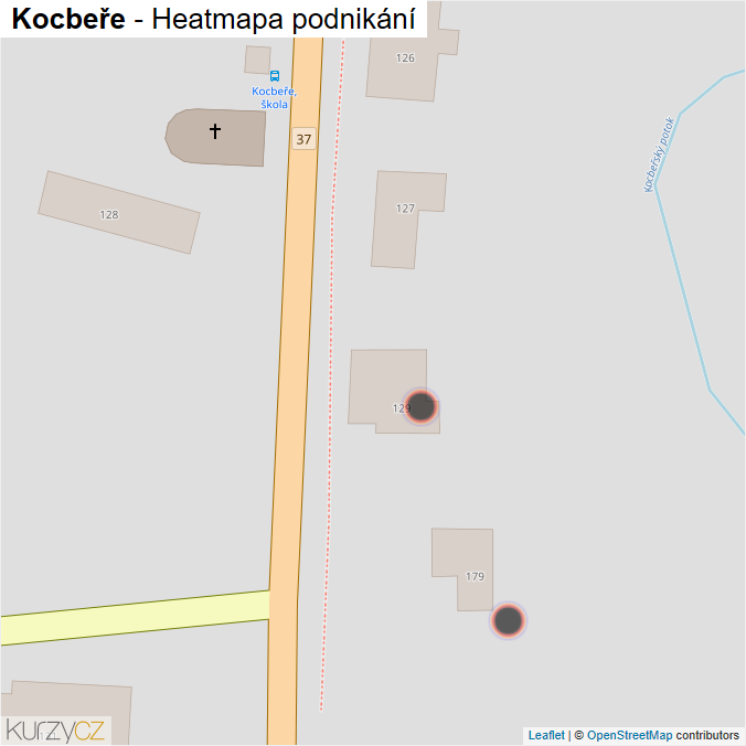 Mapa Kocbeře - Firmy v obci.