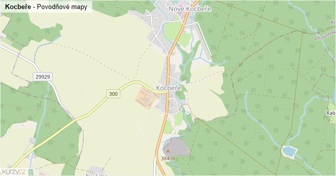 Kocbeře - záplavové mapy stoleté vody