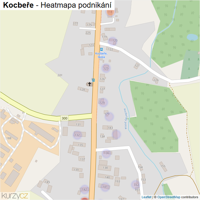 Mapa Kocbeře - Firmy v části obce.