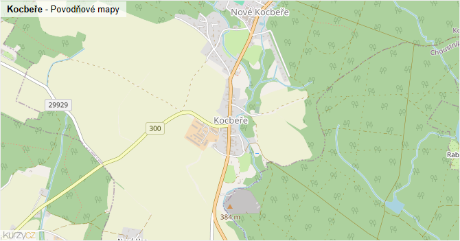 Kocbeře - záplavové mapy stoleté vody
